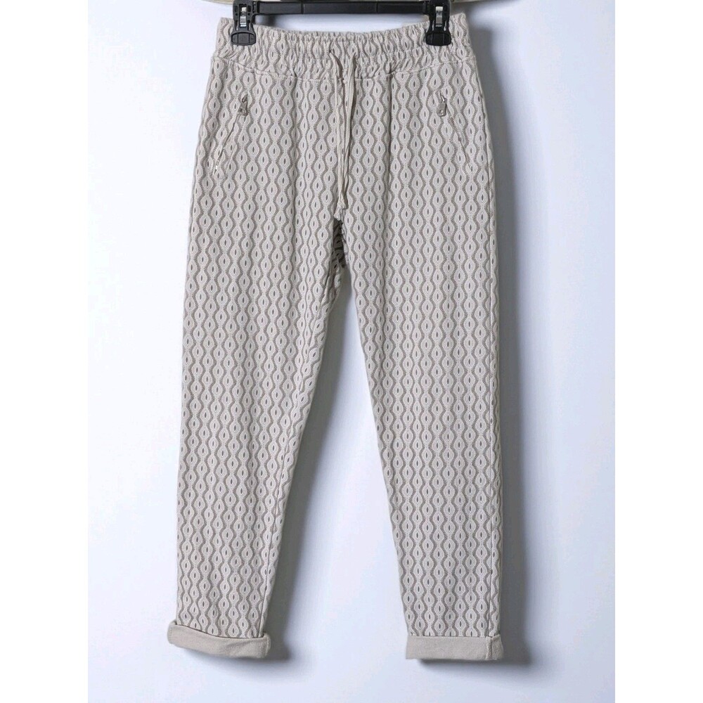 Nostalgia Italy Knit Joggers Sweatpants Women Medium Geometric Elastic Waist